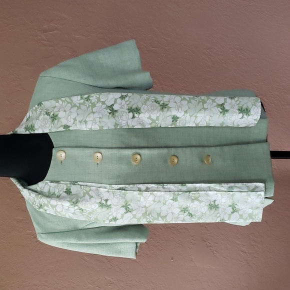 Leslie Fay Jackets & Blazers - Vintage Leslie Fay Green Short Sleeve Blazer with Scarf Size 10